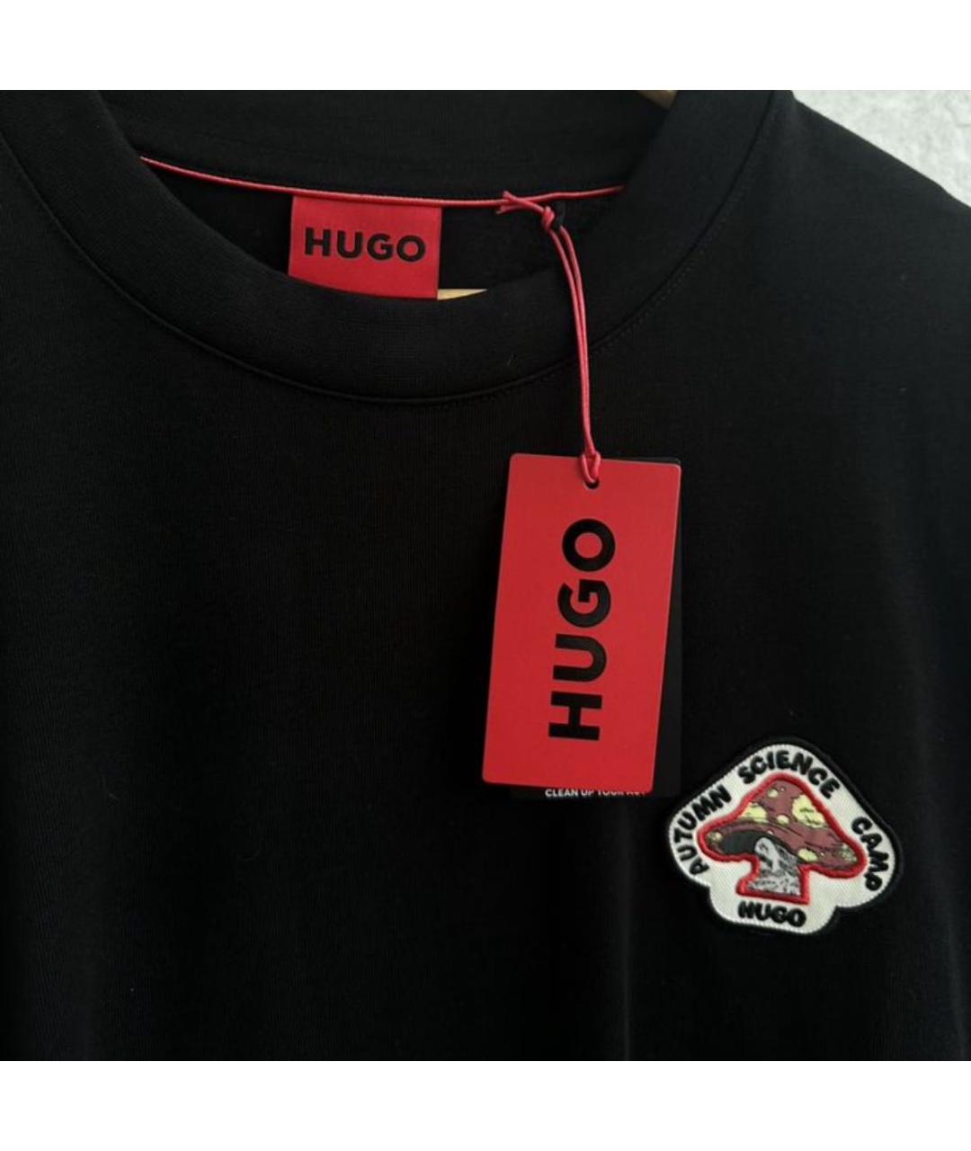 HUGO Черная хлопковая футболка, фото 3
