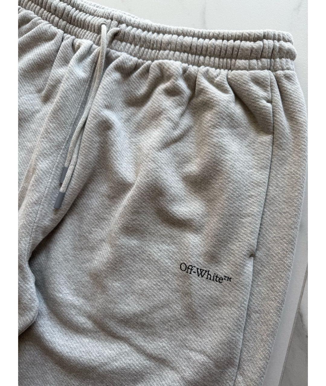 OFF-WHITE Серые хлопковые повседневные брюки, фото 3