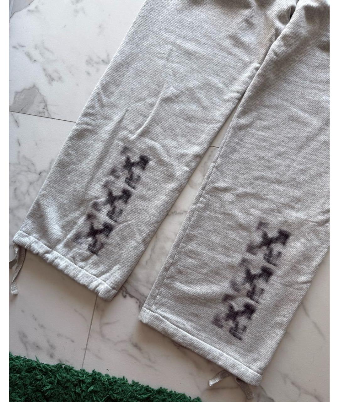 OFF-WHITE Серые хлопковые повседневные брюки, фото 4