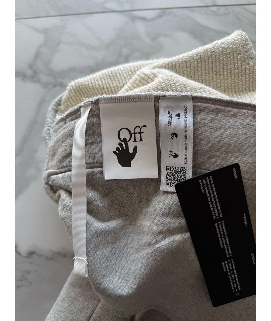 OFF-WHITE Серые хлопковые повседневные брюки, фото 7
