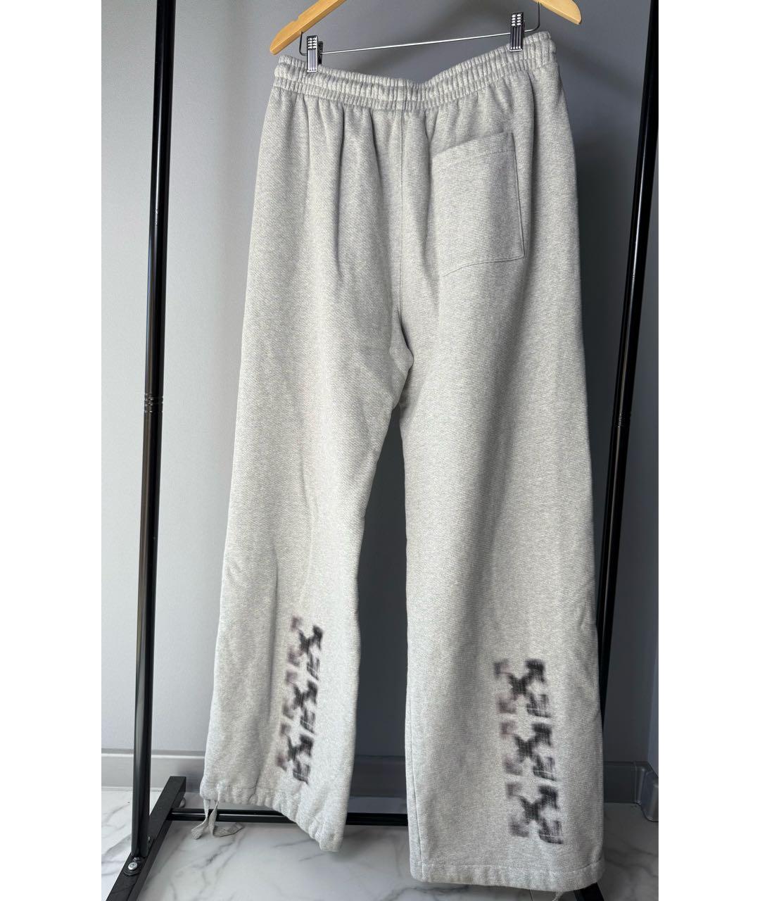 OFF-WHITE Серые хлопковые повседневные брюки, фото 2