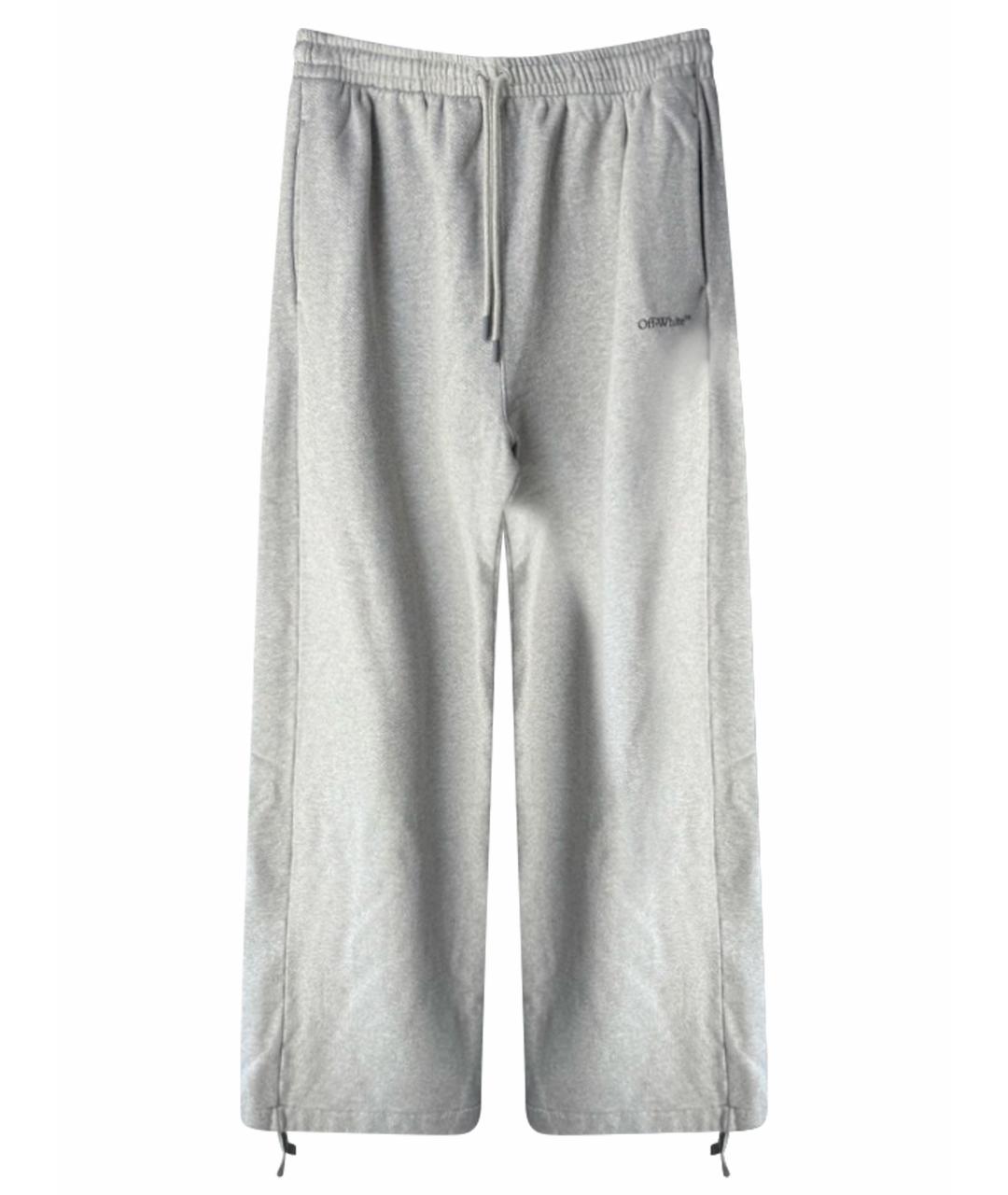 OFF-WHITE Серые хлопковые повседневные брюки, фото 1