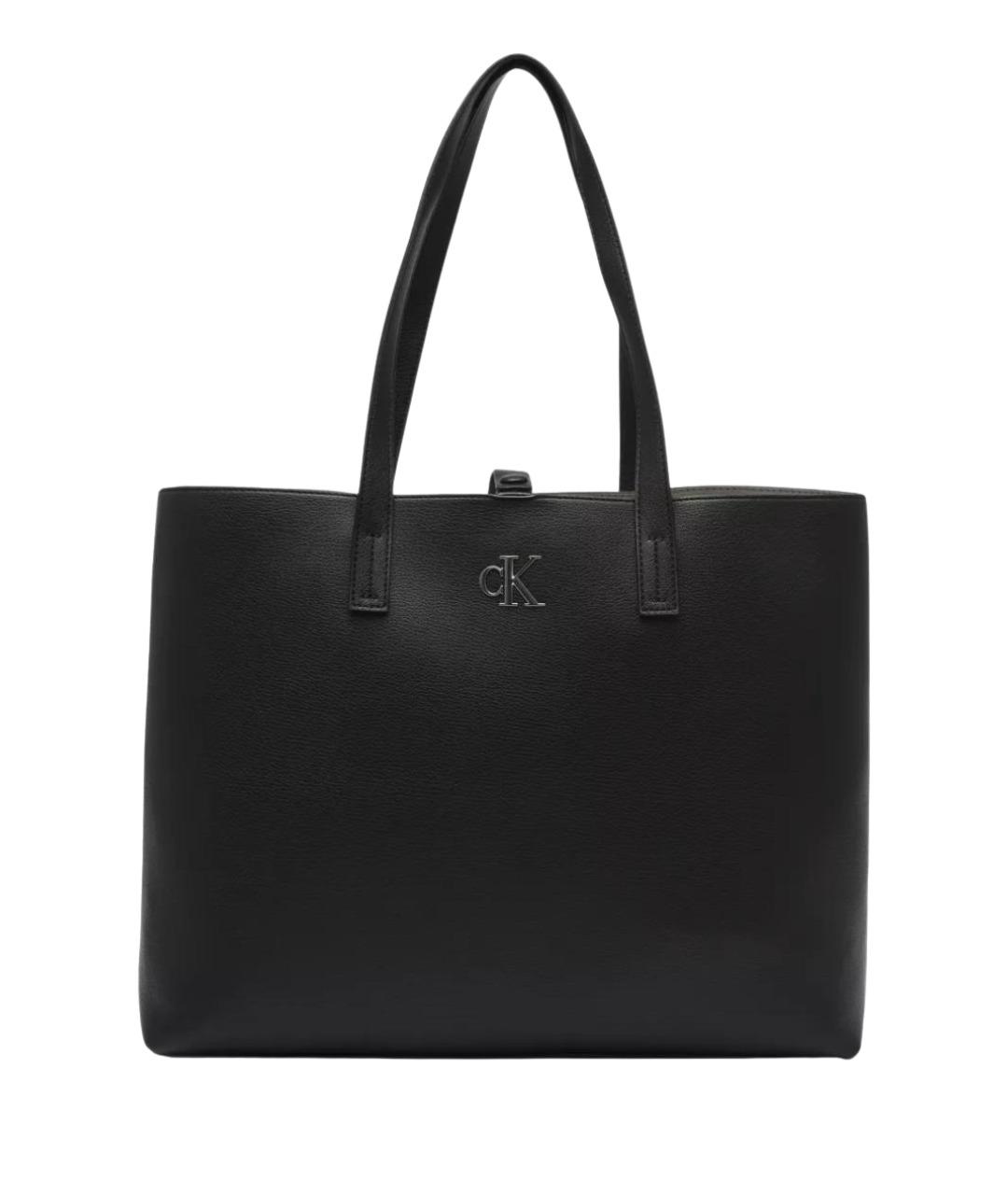 CALVIN KLEIN Черная сумка тоут из искусственной кожи, фото 1
