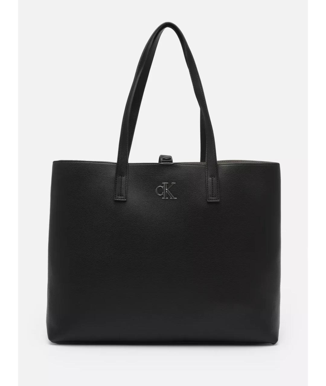 CALVIN KLEIN Черная сумка тоут из искусственной кожи, фото 3