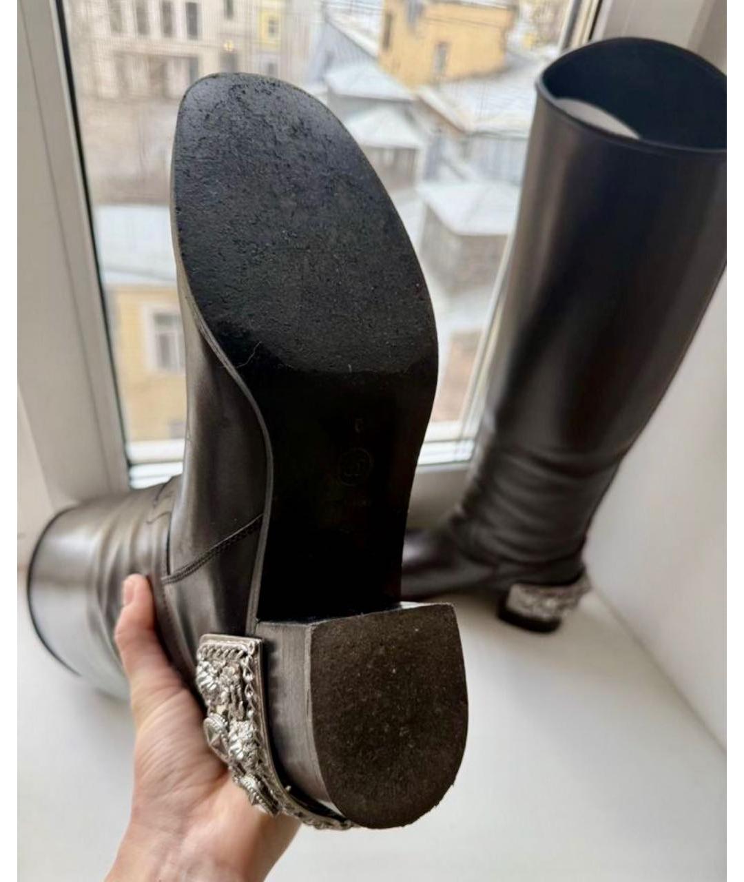 CHANEL Черные кожаные сапоги, фото 4
