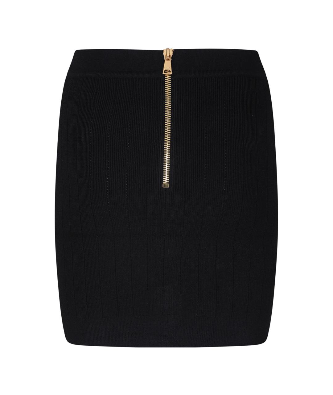 BALMAIN Черная вискозная юбка мини, фото 2