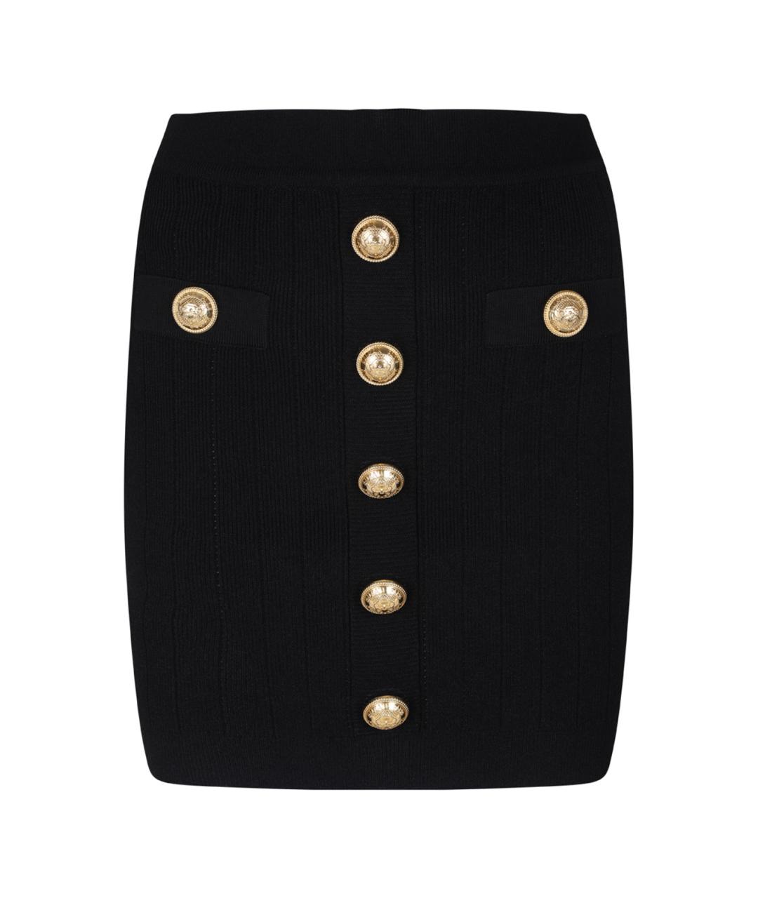BALMAIN Черная вискозная юбка мини, фото 1