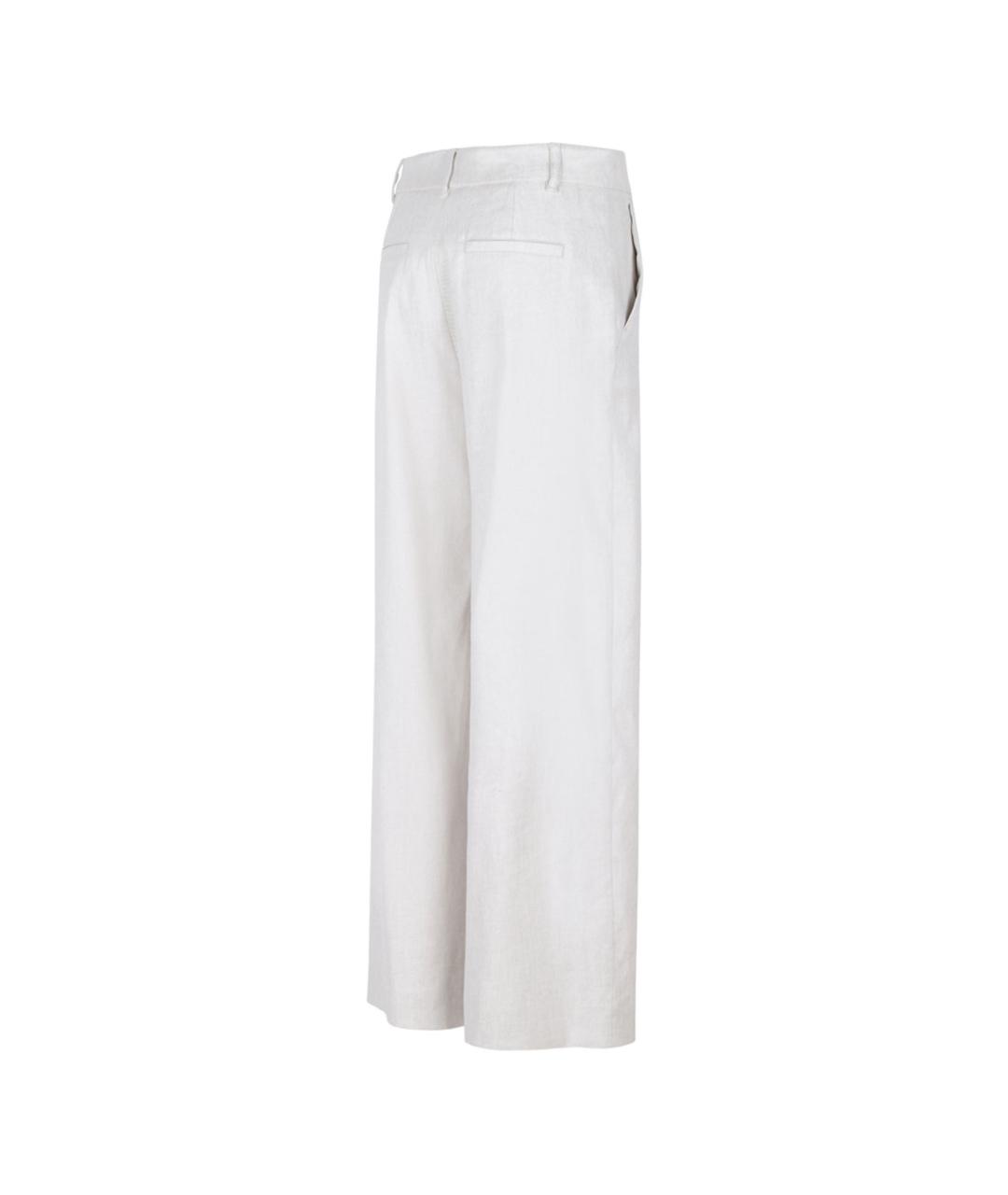 'S MAX MARA Белые льняные прямые брюки, фото 3