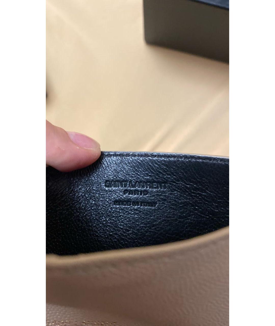 SAINT LAURENT Бежевая кожаная сумка через плечо, фото 7