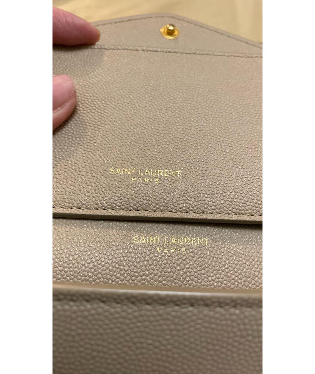 SAINT LAURENT Бежевая кожаная сумка через плечо, фото 6