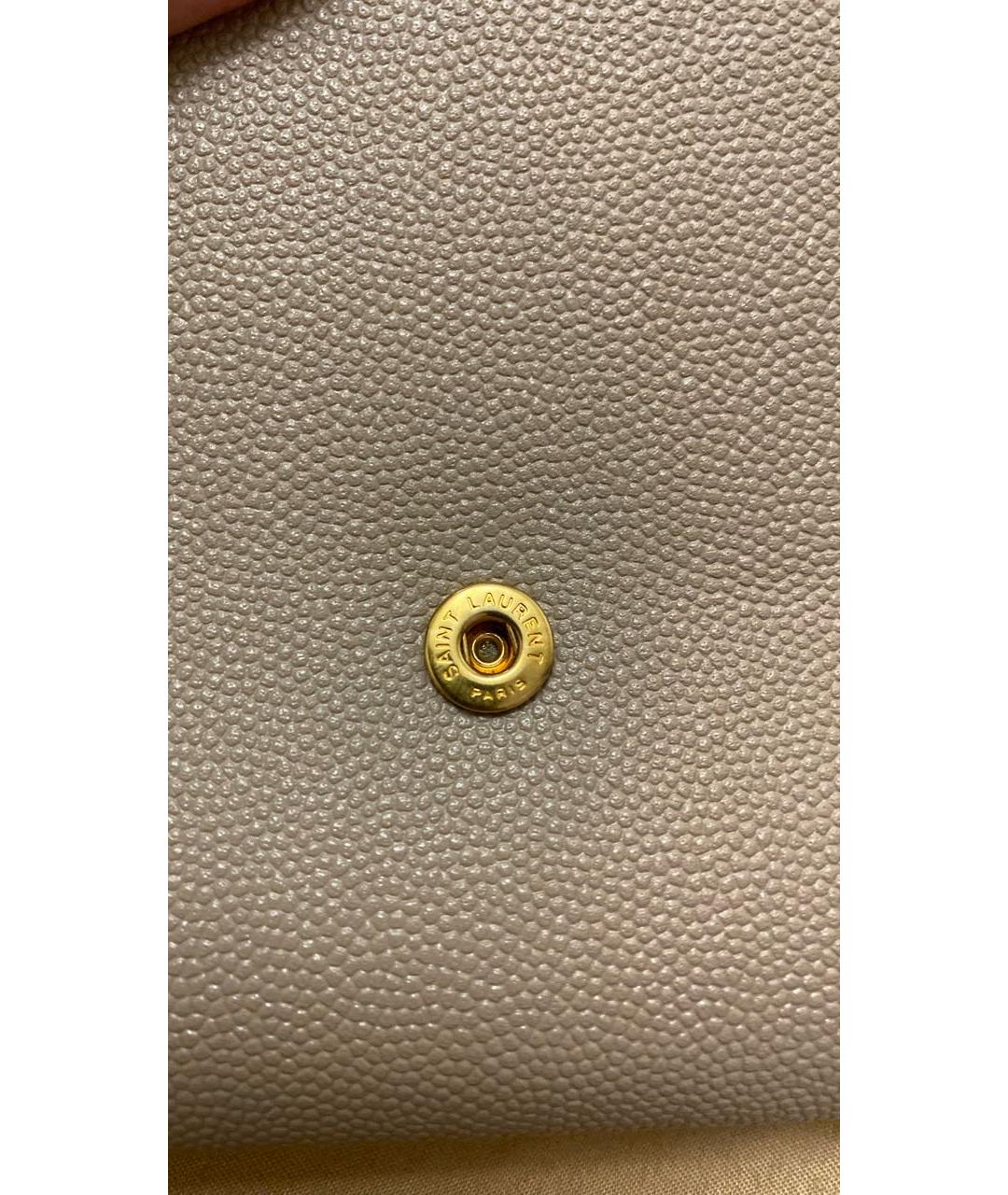 SAINT LAURENT Бежевая кожаная сумка через плечо, фото 5