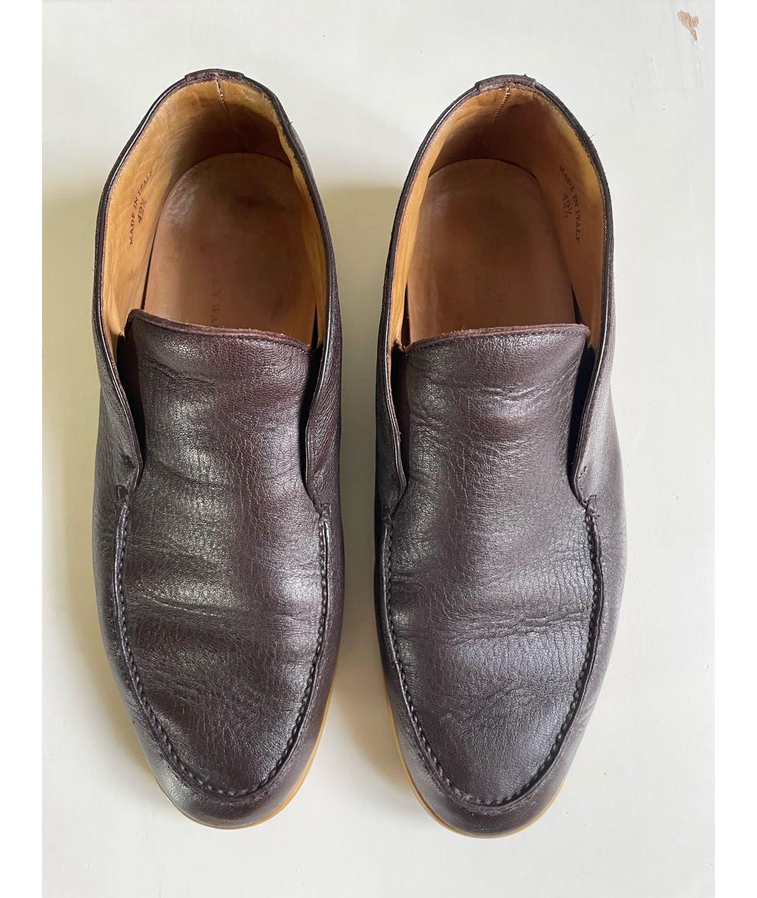LORO PIANA Коричневые кожаные низкие ботинки, фото 3