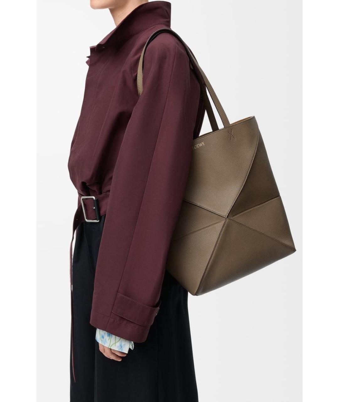 LOEWE Коричневая кожаная сумка тоут, фото 3