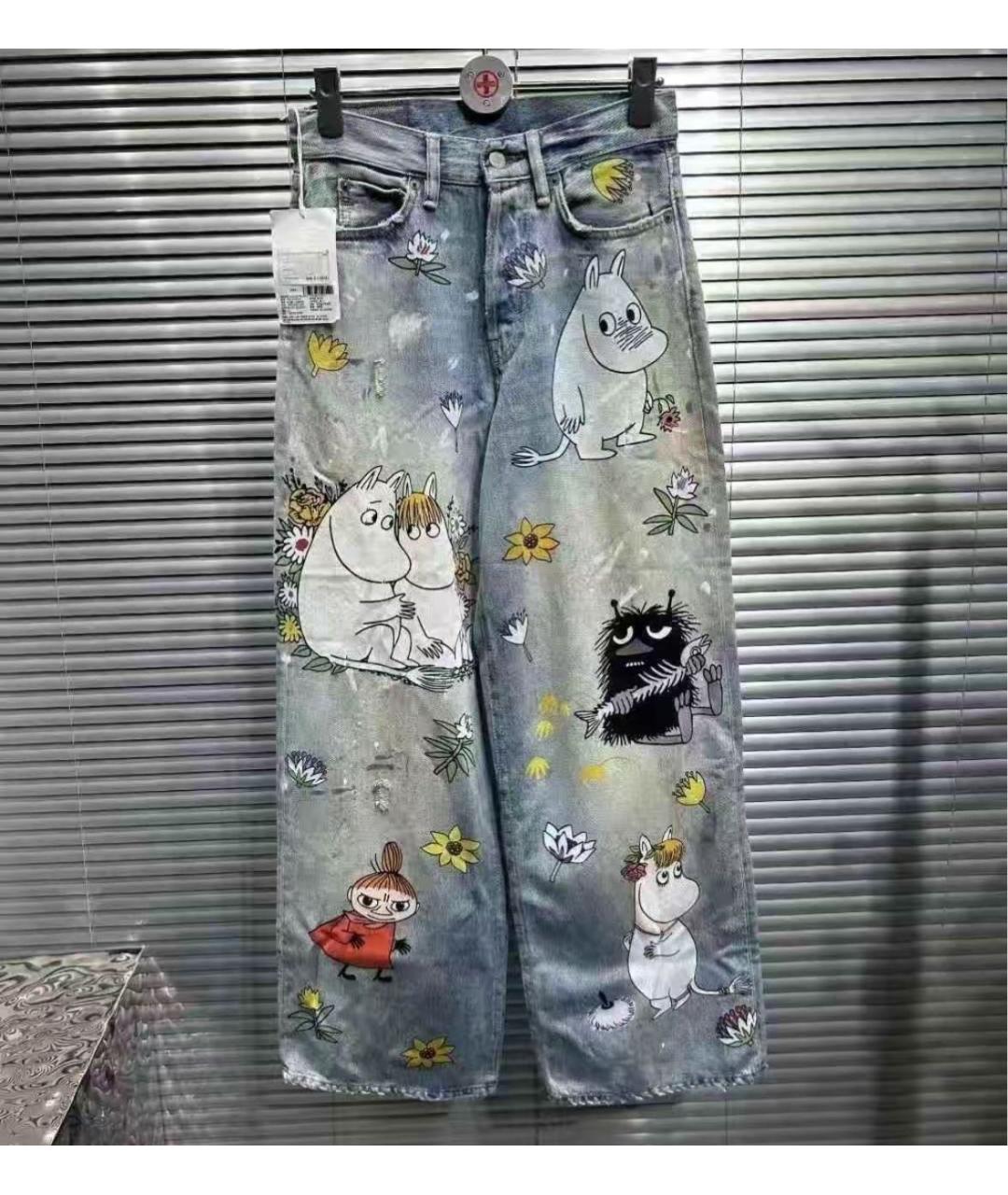 ACNE STUDIOS Голубые хлопковые прямые джинсы, фото 4