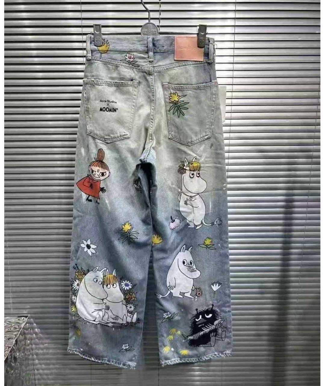 ACNE STUDIOS Голубые хлопковые прямые джинсы, фото 5