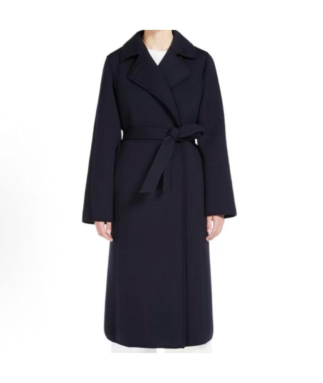 MAX MARA Темно-синее шерстяное пальто, фото 2