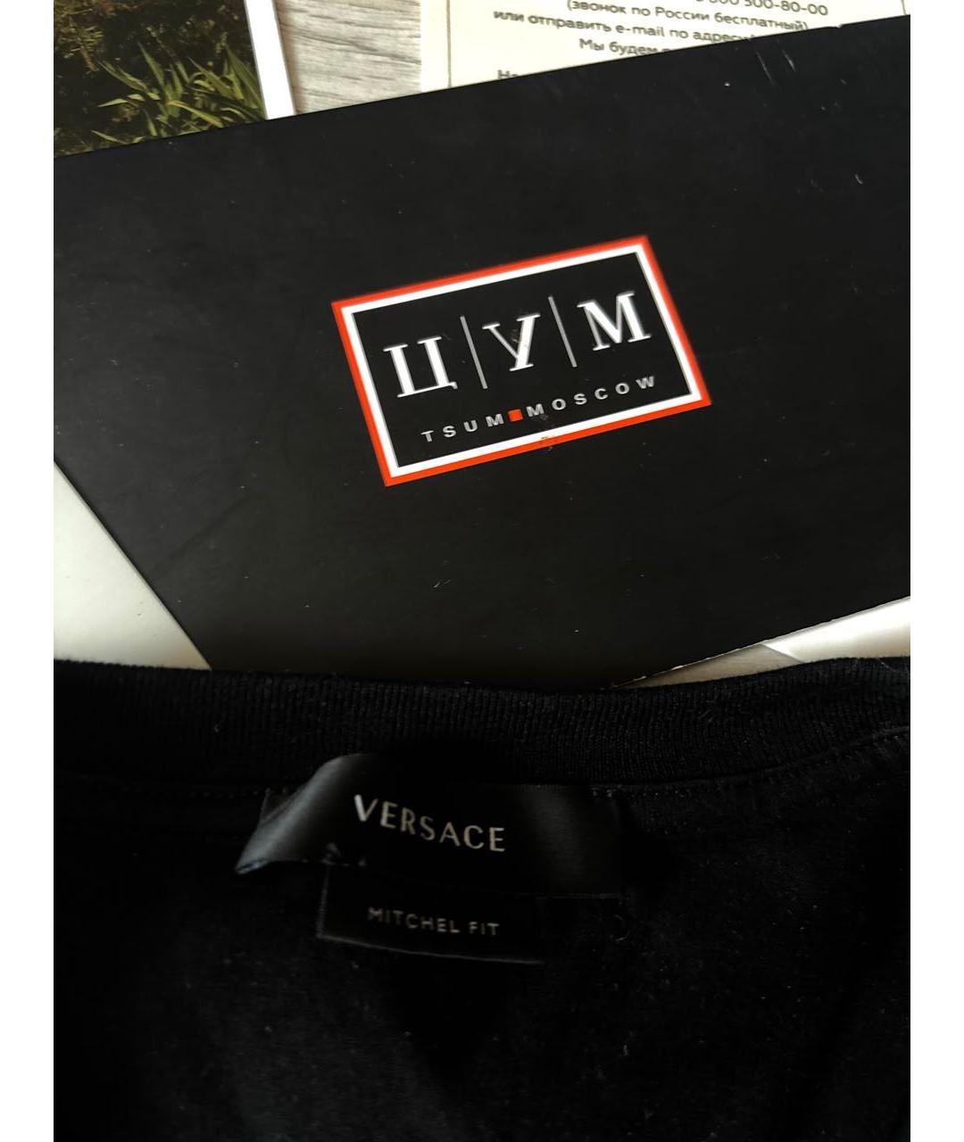 VERSACE Черная хлопковая футболка, фото 4