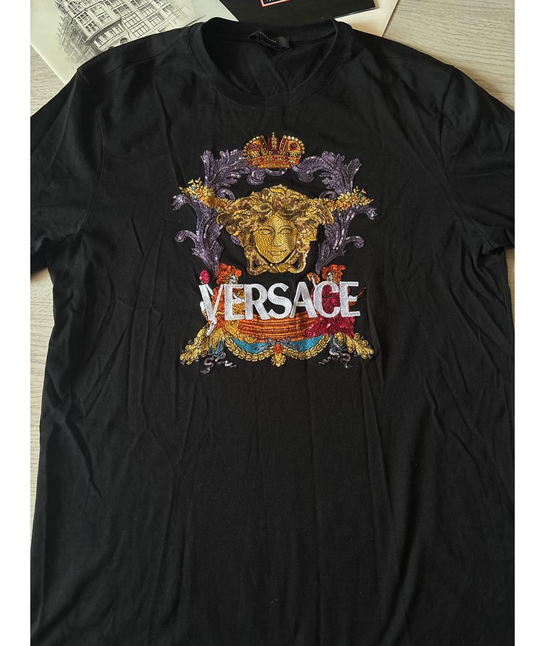 VERSACE Черная хлопковая футболка, фото 2