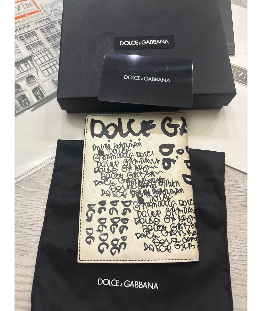 DOLCE&GABBANA Белый кожаный кошелек, фото 4