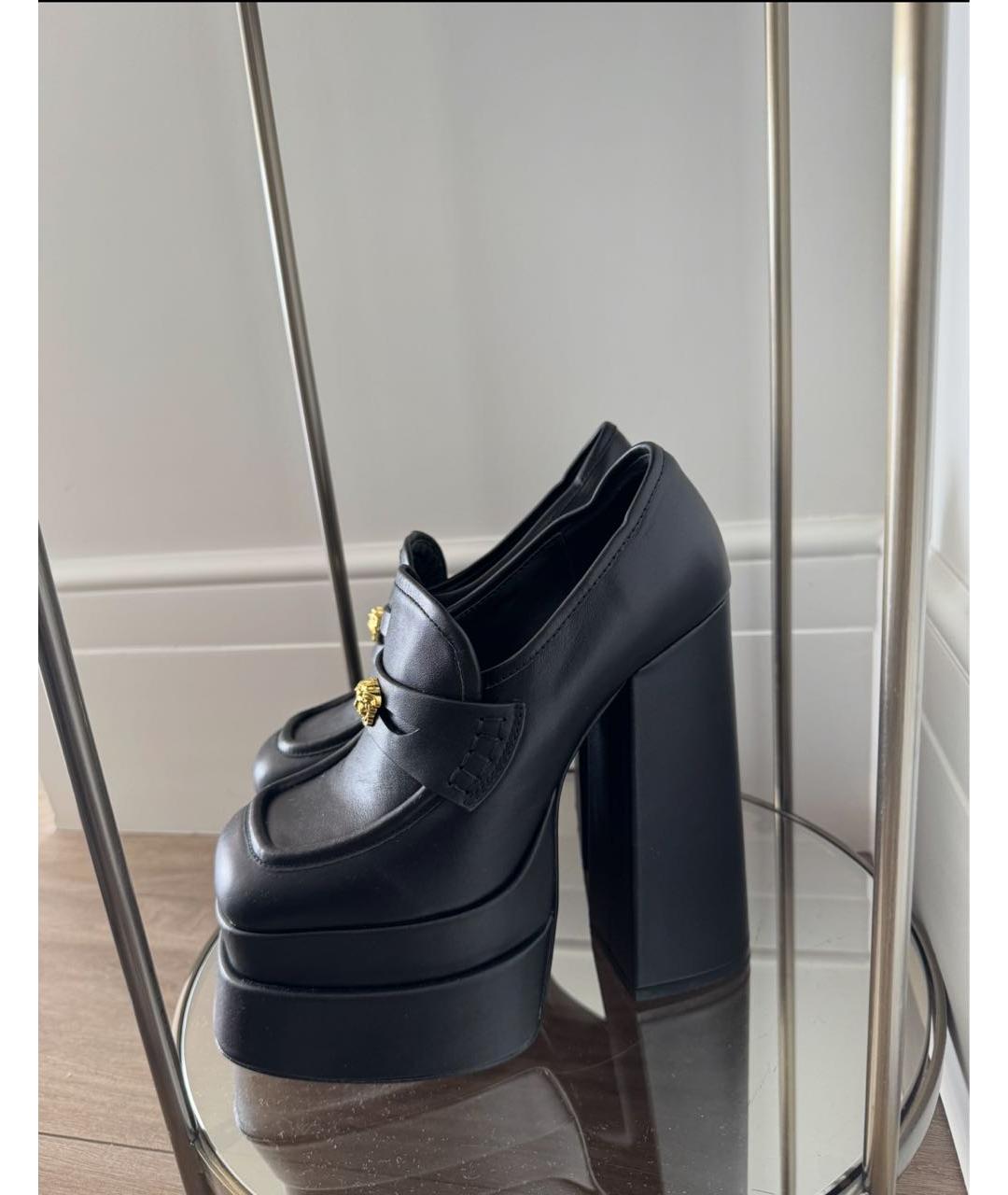 VERSACE Черные кожаные ботильоны, фото 4