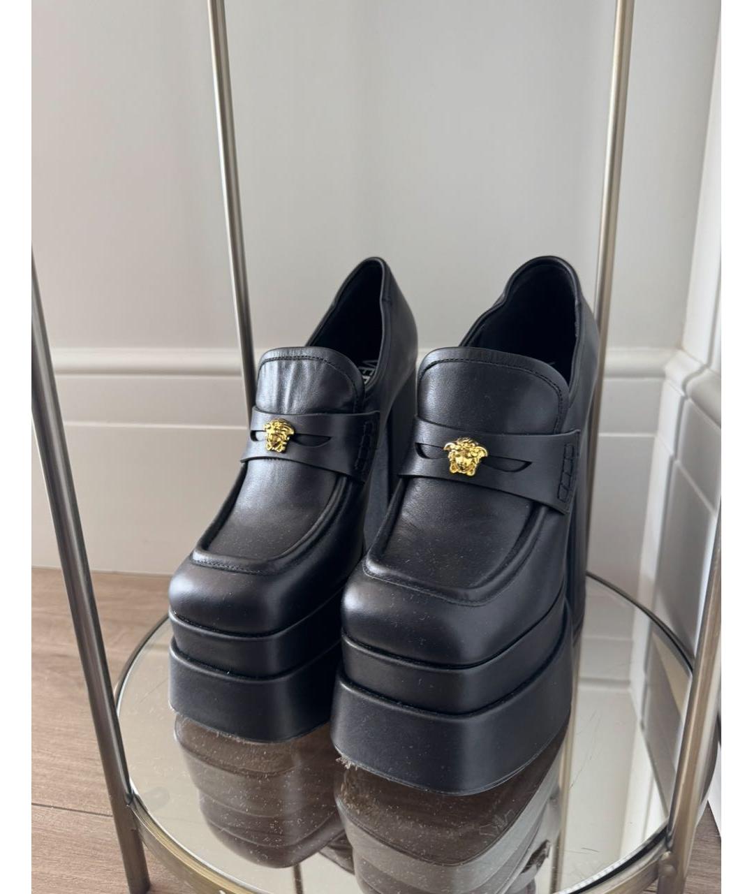 VERSACE Черные кожаные ботильоны, фото 3
