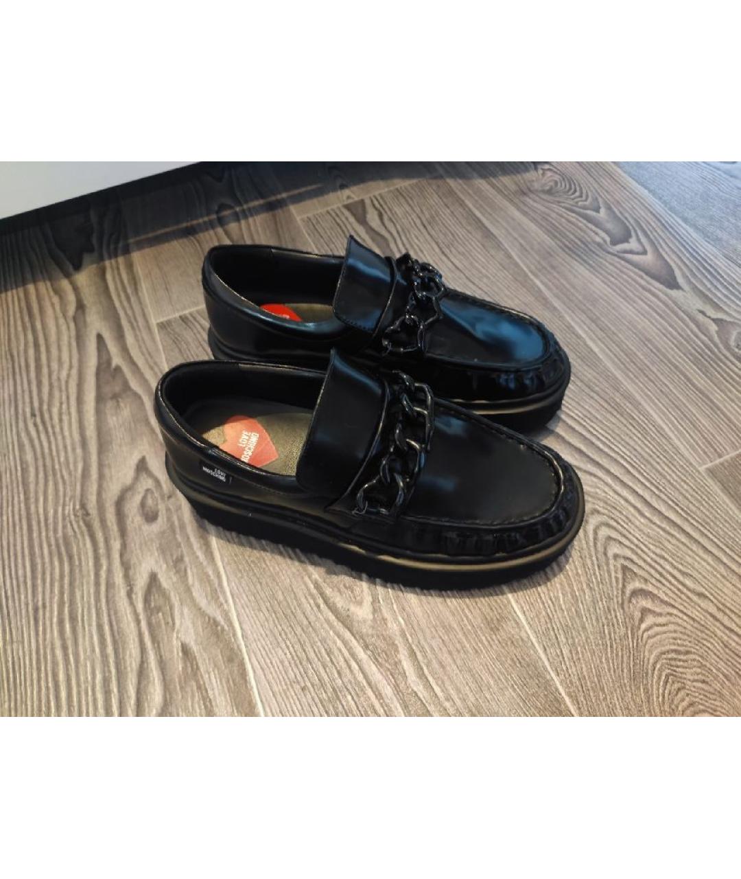 LOVE MOSCHINO Черные кожаные лоферы, фото 5