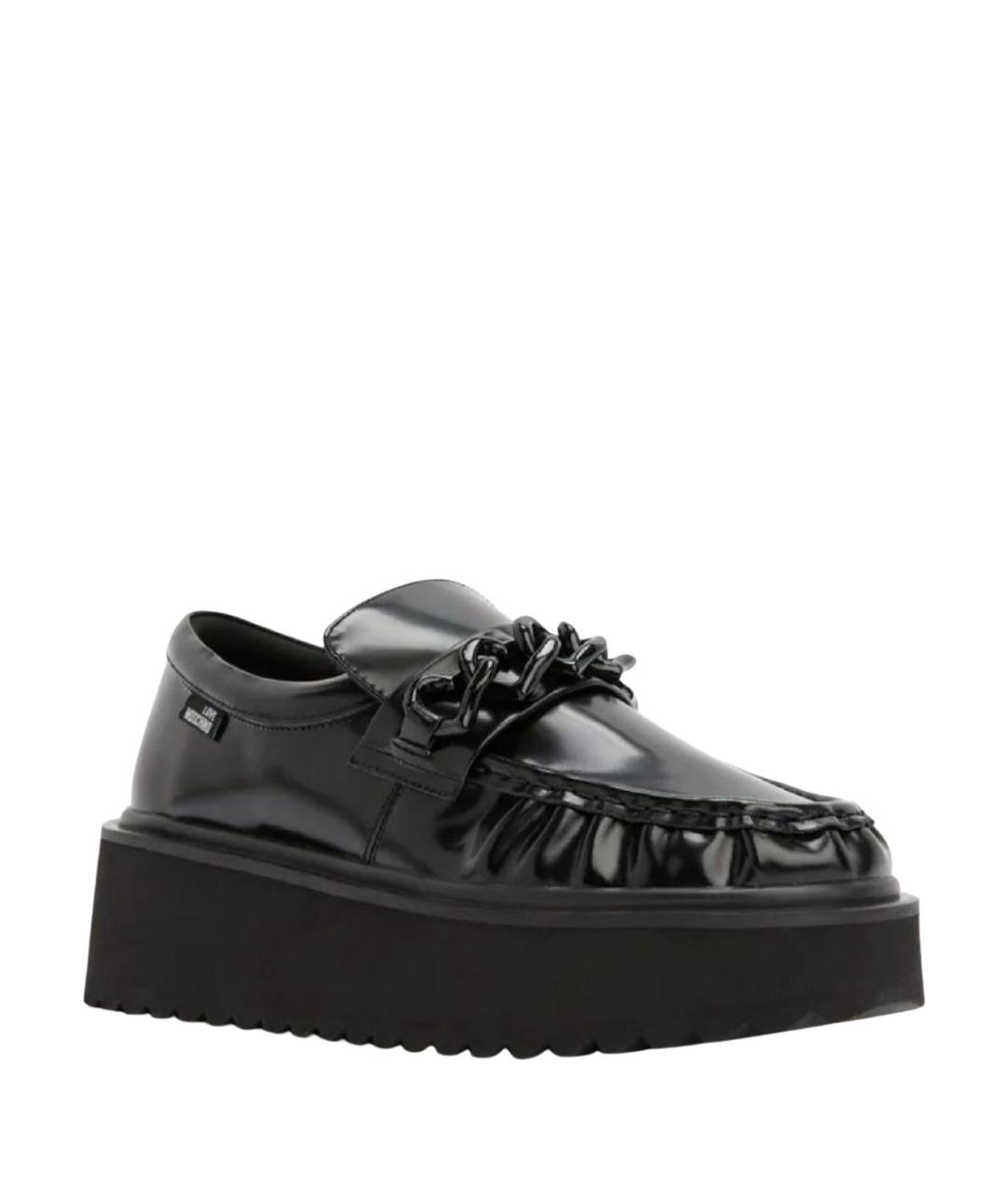 LOVE MOSCHINO Черные кожаные лоферы, фото 1