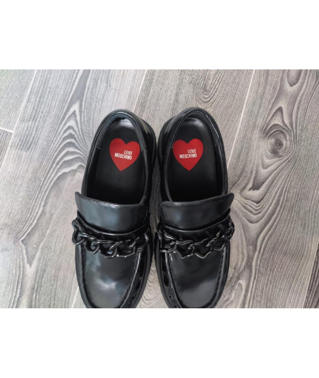 LOVE MOSCHINO Черные кожаные лоферы, фото 7