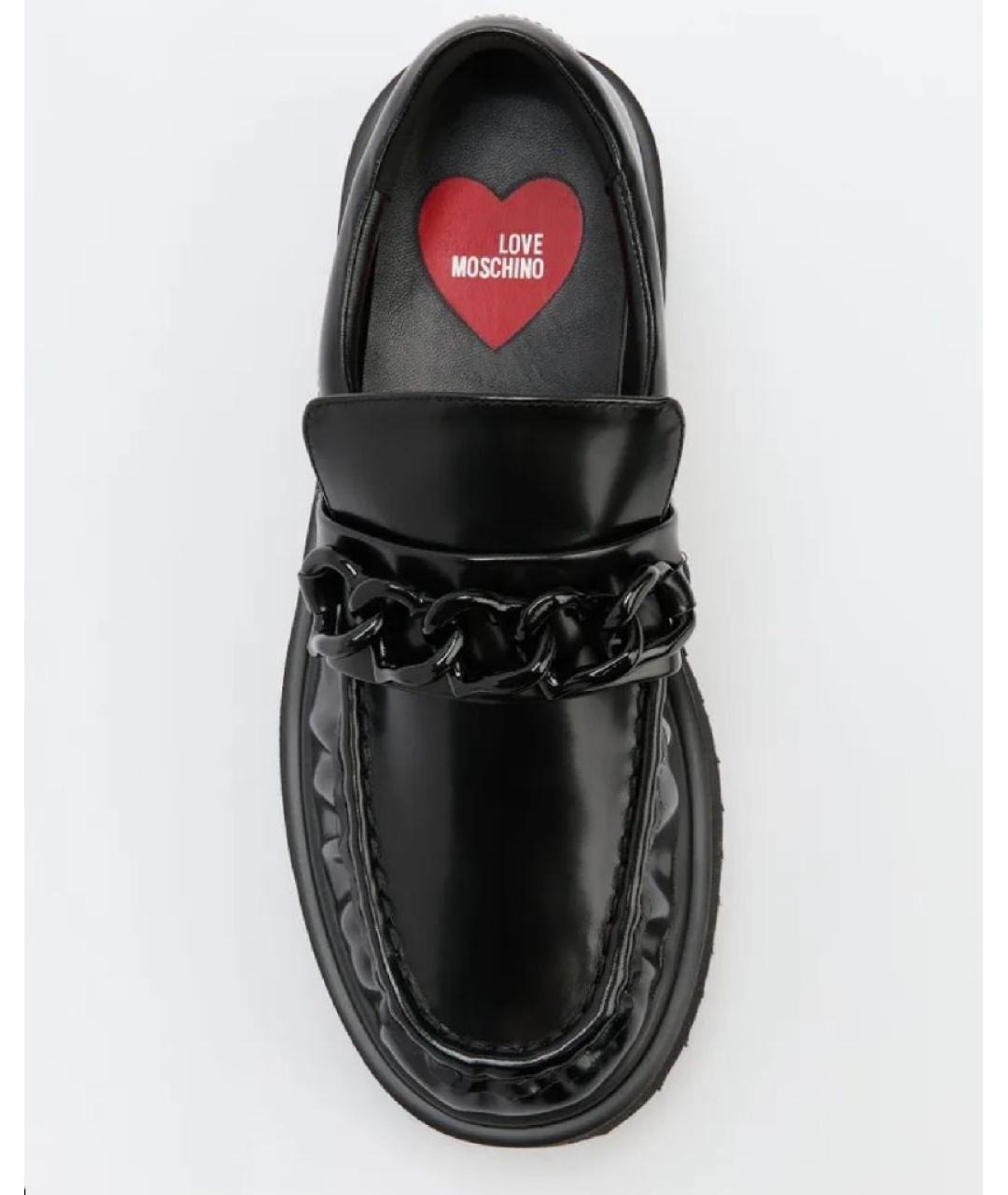 LOVE MOSCHINO Черные кожаные лоферы, фото 3