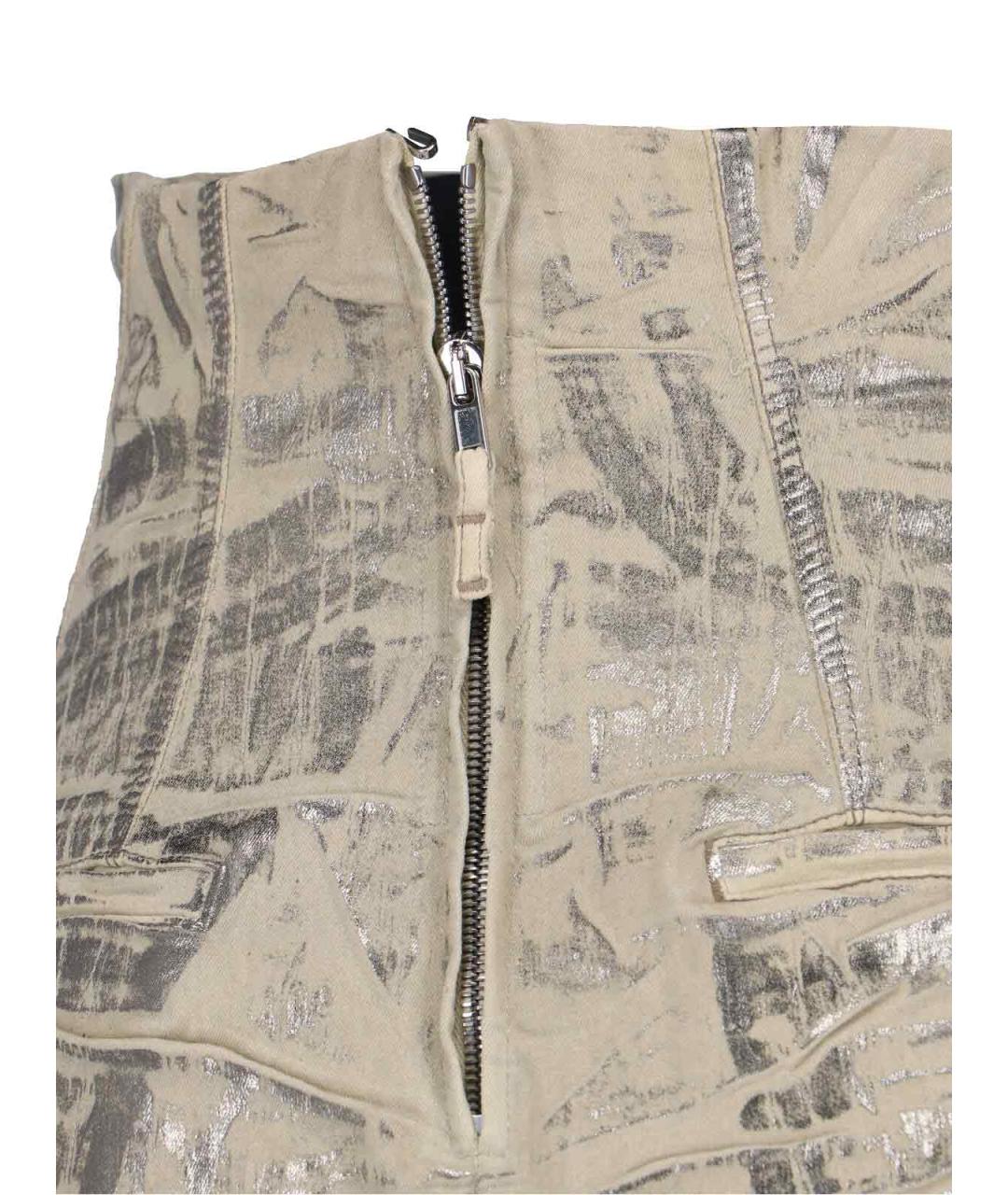 RICK OWENS DRKSHDW Серебряные хлопковые прямые джинсы, фото 3