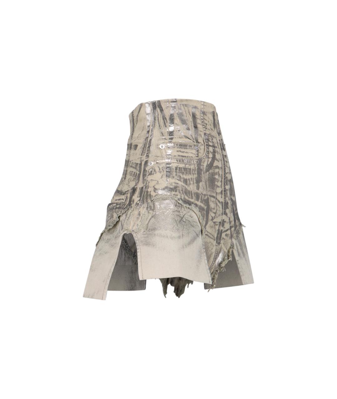 RICK OWENS DRKSHDW Серебряные хлопковые прямые джинсы, фото 2