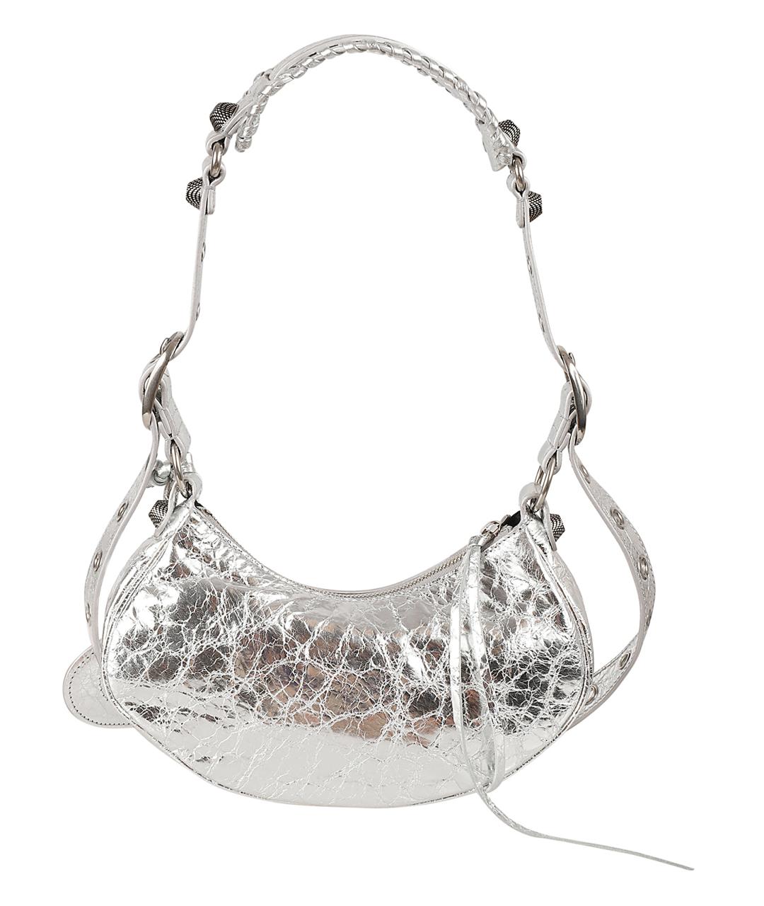 BALENCIAGA Серебряная кожаная сумка через плечо, фото 2
