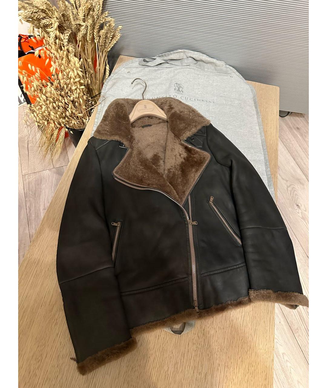 BRUNELLO CUCINELLI Коричневая замшевая дубленка, фото 5