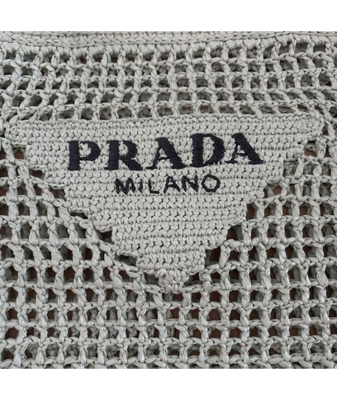 PRADA Зеленая пелетеная пляжная сумка, фото 5