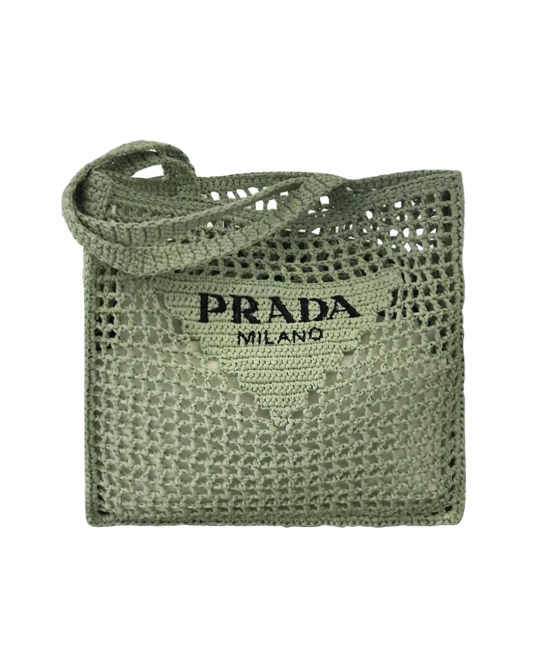 PRADA Зеленая пелетеная пляжная сумка, фото 1