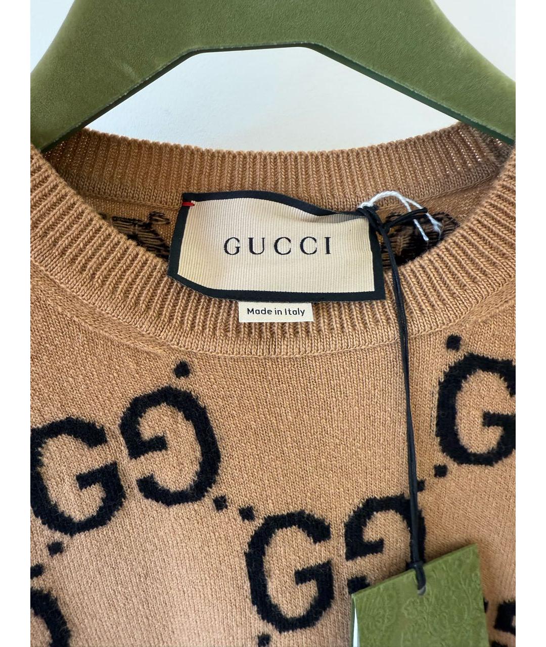 GUCCI Коричневый шерстяной джемпер / свитер, фото 6