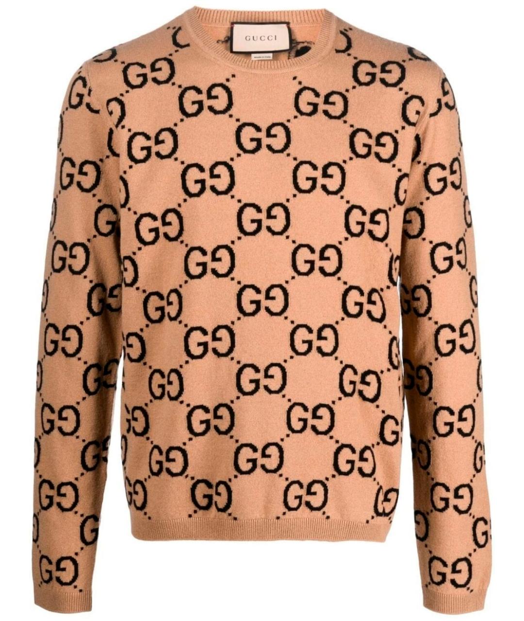 GUCCI Коричневый шерстяной джемпер / свитер, фото 1