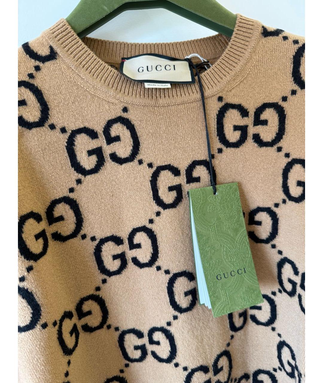 GUCCI Коричневый шерстяной джемпер / свитер, фото 3