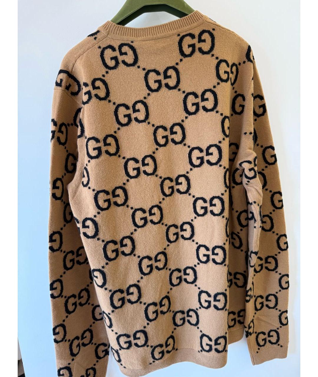 GUCCI Коричневый шерстяной джемпер / свитер, фото 2