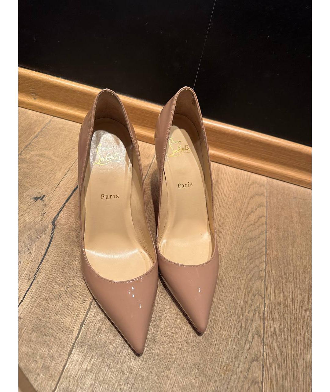 CHRISTIAN LOUBOUTIN Бежевые кожаные туфли, фото 8