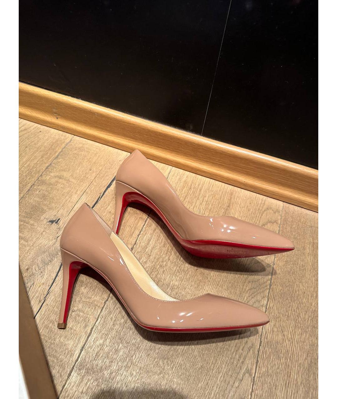 CHRISTIAN LOUBOUTIN Бежевые кожаные туфли, фото 3