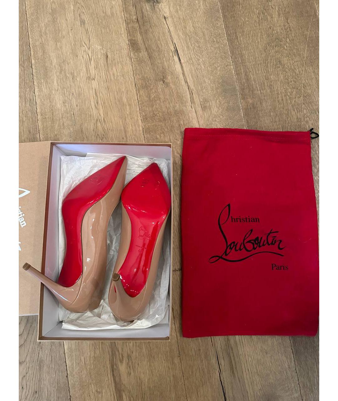 CHRISTIAN LOUBOUTIN Бежевые кожаные туфли, фото 2