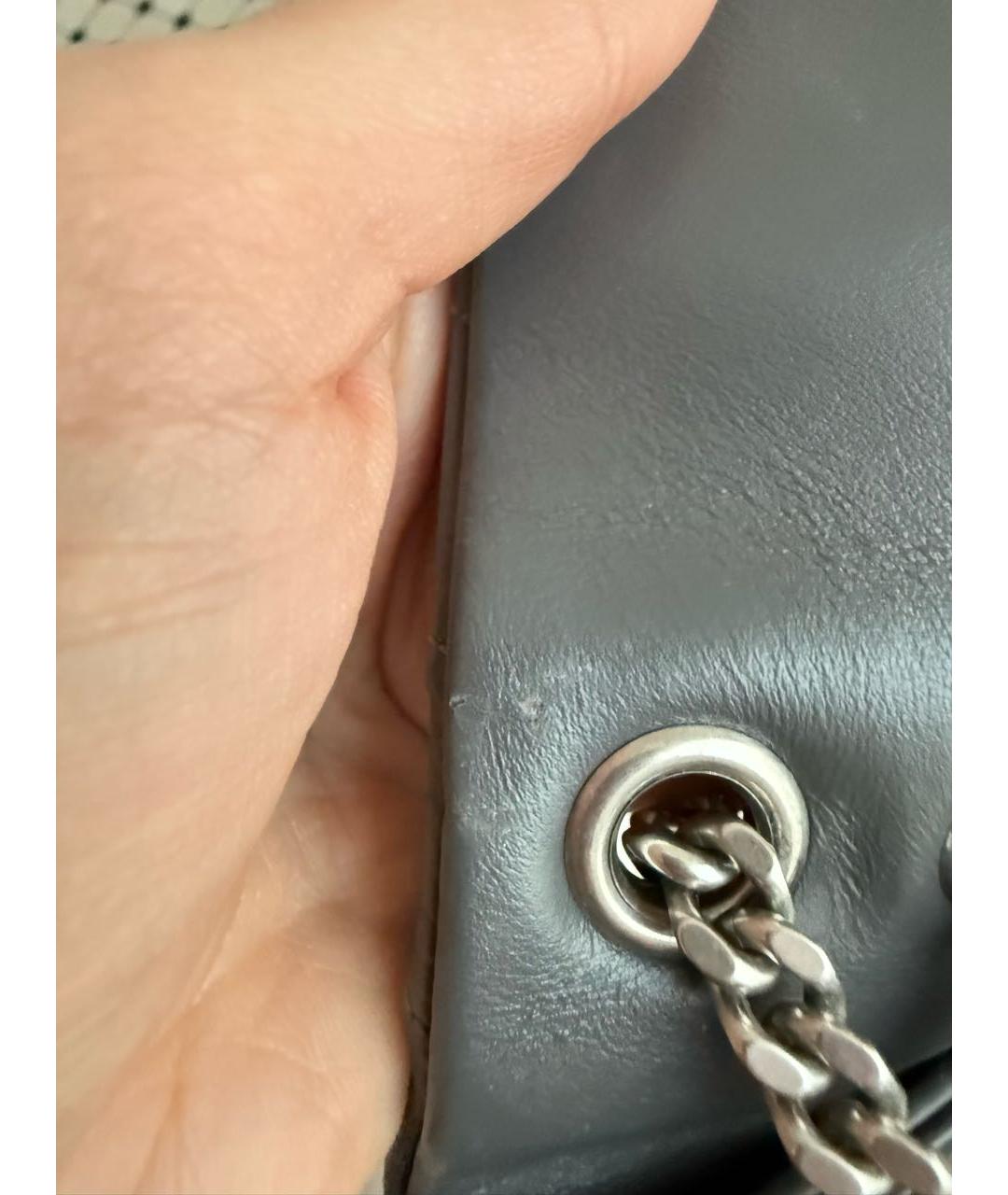 SAINT LAURENT Серая кожаная сумка через плечо, фото 8