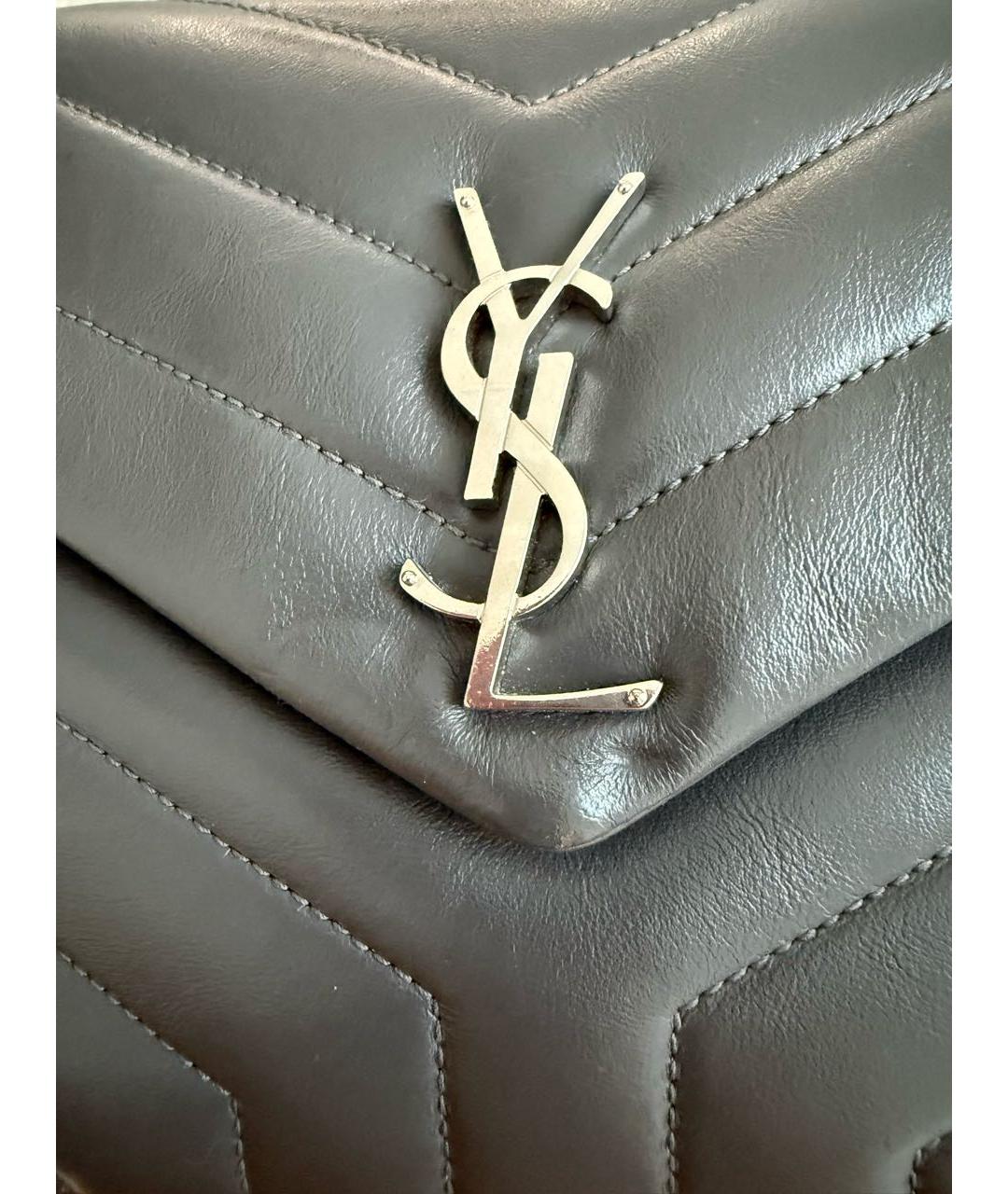 SAINT LAURENT Серая кожаная сумка через плечо, фото 3