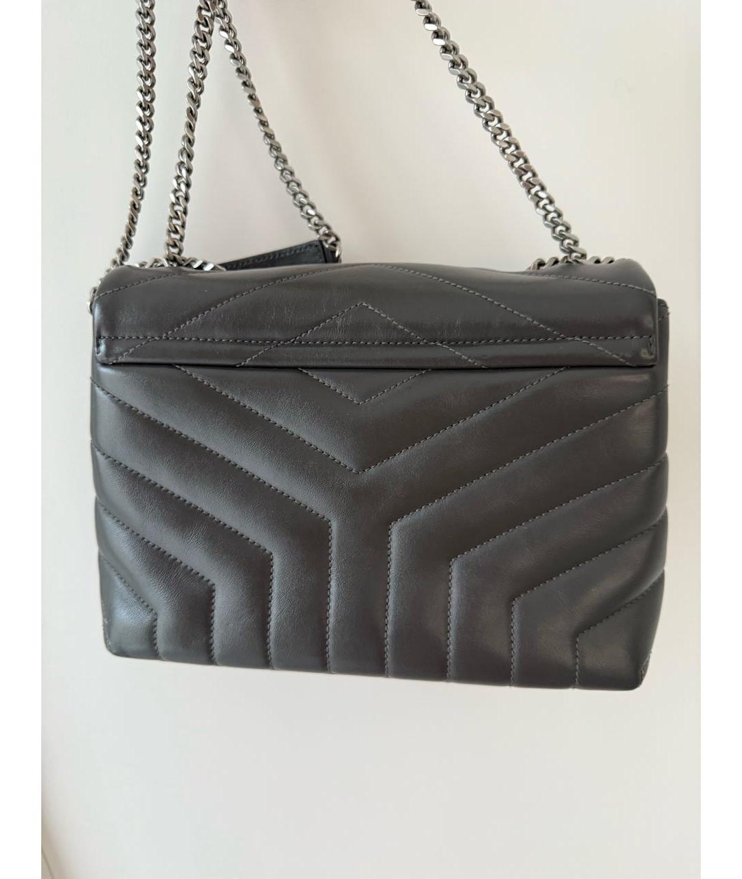 SAINT LAURENT Серая кожаная сумка через плечо, фото 2
