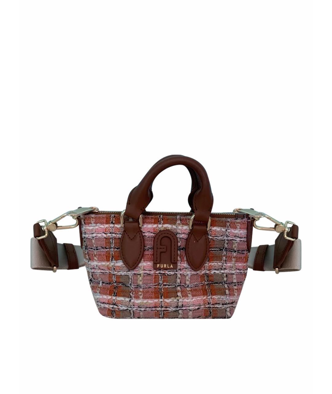 FURLA Коричневая твидовая сумка через плечо, фото 1