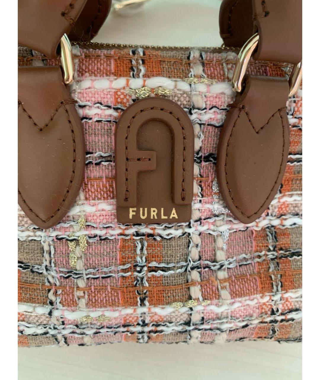 FURLA Коричневая твидовая сумка через плечо, фото 3