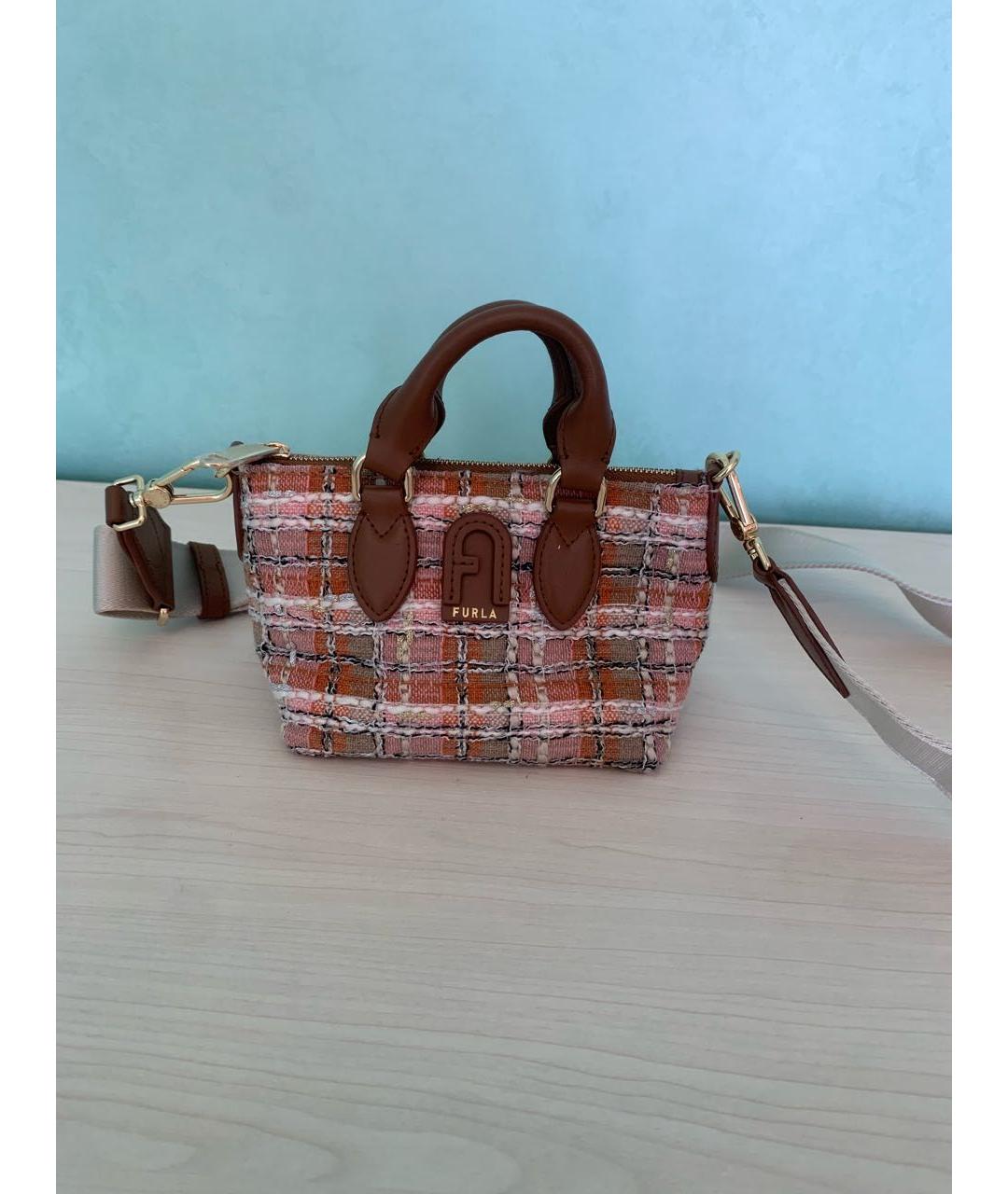 FURLA Коричневая твидовая сумка через плечо, фото 6