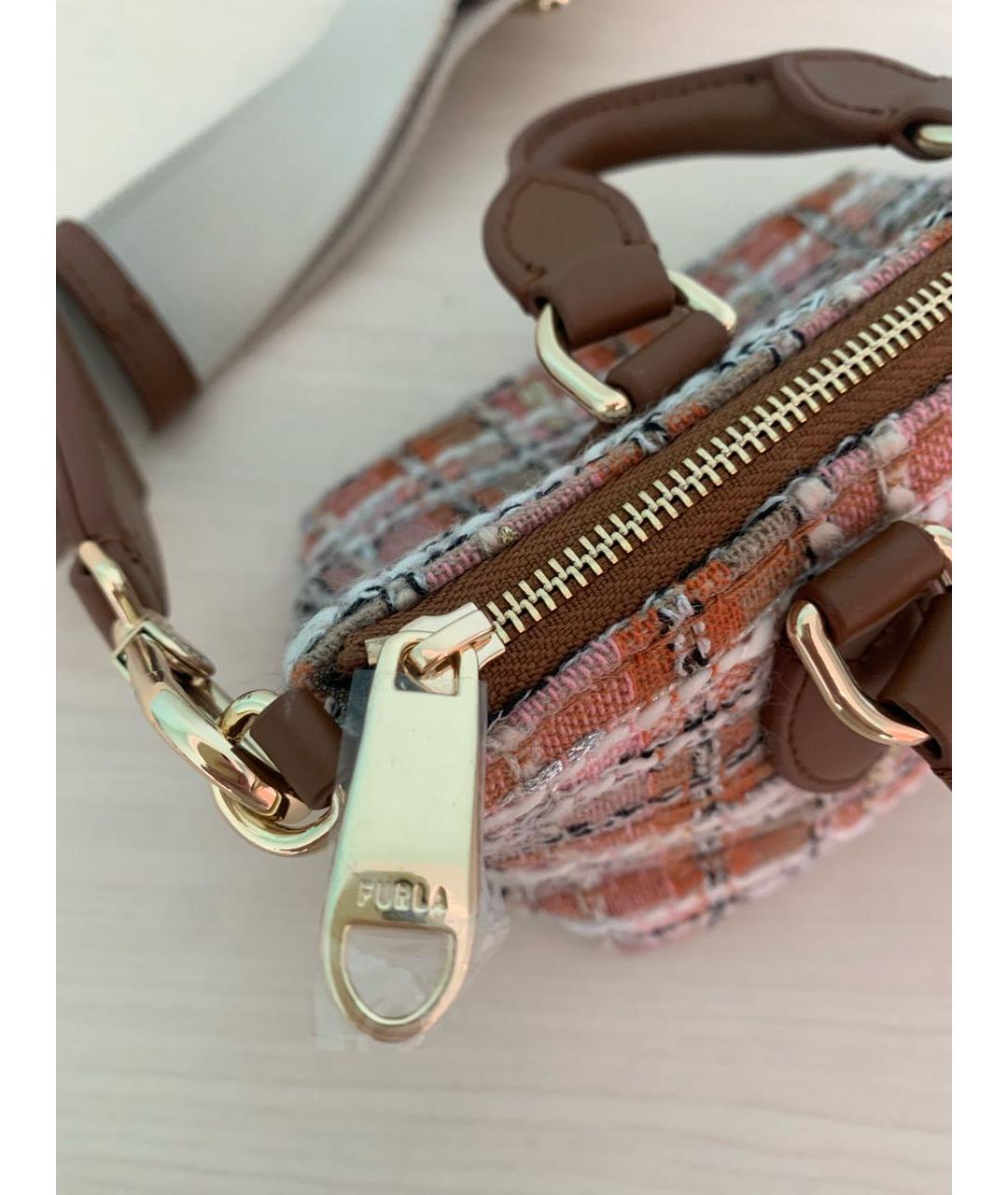 FURLA Коричневая твидовая сумка через плечо, фото 4