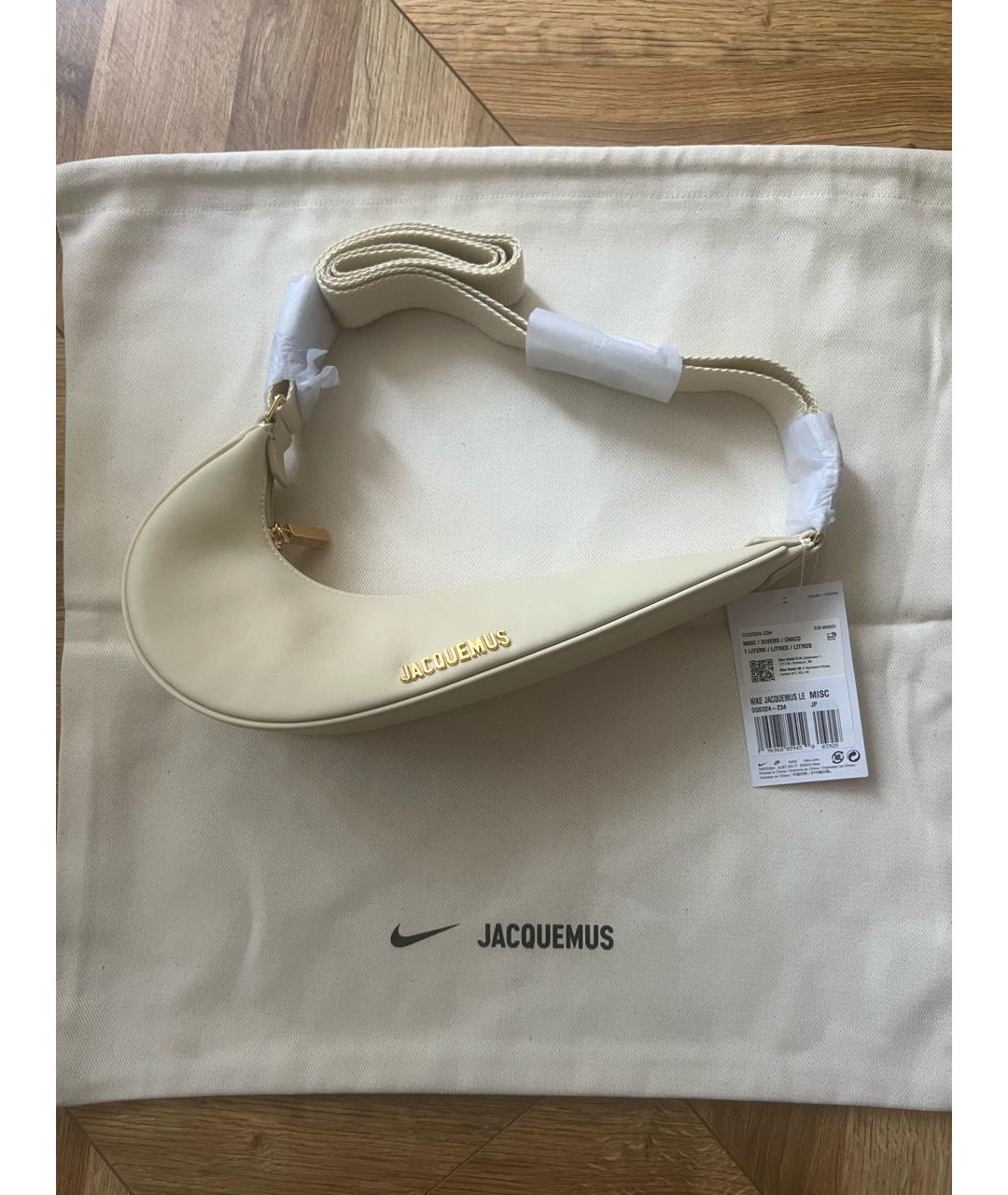 JACQUEMUS Бежевая кожаная сумка через плечо, фото 3